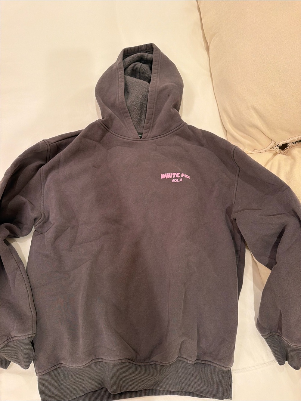White Fox Boutique Gray Hoodie with Pink Logo